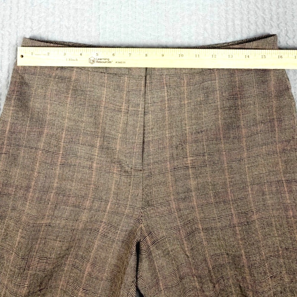 Tahari Women Brown Plaid Virgin Wool Blend Wide Leg Dress Pants Size 12 - Picture 6 of 9